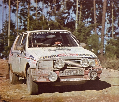 Alain Coppier - Josépha Laloz
16º Rallye de Portugal Vinho do Porto 1982. Citroën Visa Trophée (5474 VV 38). Clasificado 5º.

Del 3 al 6 de Marzo, Estoril, Cascais, Lisboa, Portugal.
Superficie: asfalto - tierra.

El Rally tenia un total 2312 km de los que 637.07 km divididos 40 tramos eran especiales.

Se inscribieron 107 equipos, tomaron 91, finalizaron 23.@
Palabras clave: Citroen;Visa;Trophee;Grupo_B;Portugal;1982