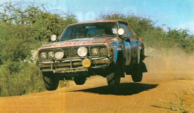 Jayant Shah - Aslam Khan
30º Marlboro Safari Rally 1982. Nissan 160J. Clasificado 5º.

Del 8 al 12 de Abril, Nairobi, Kenya, Africa.
Superficie: tierra.

El Rally tenia un total de 5120 km con 83 controles horarios.

Tomaron la salida 73 equipos, finalizaron 21.@
Palabras clave: Nissan;Safari;1982