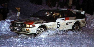 Michèle Mouton - Fabrizia Pons
32º Internacional Rally de Suecia 1982. Audi Quattro (IN-NU 81). Clasificada 5ª.

Del 12 al 14 de Febrero, Karlstad, Suecia.
Superficie: nieve - hielo.

El Rally tenia un total de 1390.00 km de los que 366.51 km divididos en 25 tramos eran especiales (2 de ellas fueron canceladas SS11 Rada de 6 Km y SS14 Klaralven de 8 Km).

Tomaron la salida 116 equipos, finalizaron 68.@
Palabras clave: Michele_Mouton;Audi;Quattro;Suecia;grupo_B;nieve;1982;Mujeres;Womens
