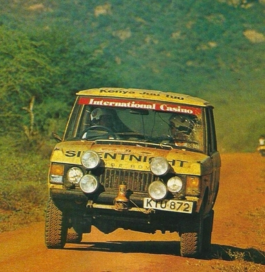 Robert Collinge - Mike Fraser
30º Marlboro Safari Rally 1982. Range Rover (KTU 872). Clasificado 6º.

Del 8 al 12 de Abril, Nairobi, Kenya, Africa.
Superficie: tierra.

El Rally tenia un total de 5120 km con 83 controles horarios.

Tomaron la salida 73 equipos, finalizaron 21.@
Palabras clave: Range_Rover;Safari;1982
