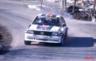 Klaus-Joachim (Jochi) Kleint - Gunter Wanger
50º Rallye Automobile de Monte-Carlo 1982. Opel Ascona 400 (GG-CJ 690). Clasificado 7º.

Del 16 al 22 de Enero, Monte Carlo.
Superficie: asfalto - nieve.

El Rally tenia un total de 4082.71 km de los que 747.81 km divididos en 32 tramos eran especiales, (2 de ellas fueron canceladas SS7 Trigance - Chateauvieux 1 de 28,53 Km y SS15 St Jean en Royans - La Chapelle en Vercors de 38,67 Km).

Se inscribieron 306 equipos, tomaron la salida 299, finalizaron 140.@
Palabras clave: Jochi_Kleint;Opel;Ascona;Montecarlo;1982
