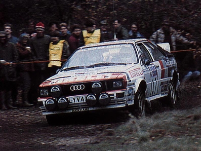Malcolm Wilson - Mike Greasley
31º Lombard RAC Rally 1982. Audi Quattro (LYV 4X). Clasificado 10º.
Audi Sport UK

Del 21 al 25 de Noviembre, York, Inglaterra.
Superficie: asfalto - tierra.

El Rally tenia un total de 2970.00 km de los que 711.73 km divididos en 69 tramos eran especiales, (una de ellas fue cancelada SS46 Yair de 8.53 Km).

Se inscribieron 161 equipos, tomaron la salida 146, finalizaron 63.@
Palabras clave: Audi;Gran_Bretaña;1982;RAC_Rally;Inglaterra