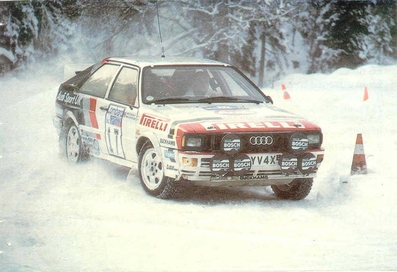 Malcolm Wilson - Mike Greasley
31º Lombard RAC Rally 1982. Audi Quattro (LYV 4X). Clasificado 10º.
Audi Sport UK

Del 21 al 25 de Noviembre, York, Inglaterra.
Superficie: asfalto - tierra.

El Rally tenia un total de 2970.00 km de los que 711.73 km divididos en 69 tramos eran especiales, (una de ellas fue cancelada SS46 Yair de 8.53 Km).

Se inscribieron 161 equipos, tomaron la salida 146, finalizaron 63.@
Palabras clave: Audi;Quattro;Gran_Bretaña;RAC_Rally;1982;Nieve;Inglaterra