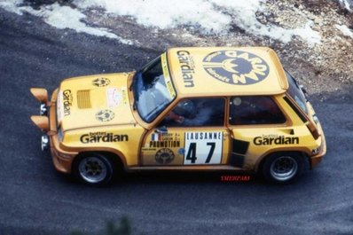 Paul Rouby - Alain Giron
50º Rallye Automobile de Monte-Carlo 1982. Renault 5 Turbo (3260 RN 84). Clasificado 18º.

Del 16 al 22 de Enero, Monte Carlo.
Superficie: asfalto - nieve.

El Rally tenia un total de 4082.71 km de los que 747.81 km divididos en 32 tramos eran especiales, (2 de ellas fueron canceladas SS7 Trigance - Chateauvieux 1 de 28,53 Km y SS15 St Jean en Royans - La Chapelle en Vercors de 38,67 Km).

Se inscribieron 306 equipos, tomaron la salida 299, finalizaron 140.@
Palabras clave: Renault;Turbo;Montecarlo;1982