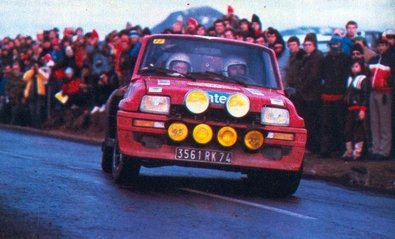 Michel Pernoud -  Jean-Pierre Escoffier
50º Rallye Automobile de Monte-Carlo 1982. Renault 5 Turbo (3561 RK 74). Clasificado 21º.

Del 16 al 22 de Enero, Monte Carlo.
Superficie: asfalto - nieve.

El Rally tenia un total de 4082.71 km de los que 747.81 km divididos en 32 tramos eran especiales, (2 de ellas fueron canceladas SS7 Trigance - Chateauvieux 1 de 28,53 Km y SS15 St Jean en Royans - La Chapelle en Vercors de 38,67 Km).

Se inscribieron 306 equipos, tomaron la salida 299, finalizaron 140.@
Palabras clave: Renault;Turbo;Montecarlo;1982