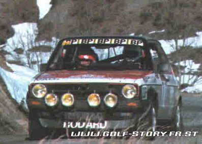 Francis Bondil - Alain Brunel
50º Rallye Automobile de Monte-Carlo 1982. Volkswagen Golf GTI (256 HP 04). Clasificado 26º.

Del 16 al 22 de Enero, Monte Carlo.
Superficie: asfalto - nieve.

El Rally tenia un total de 4082.71 km de los que 747.81 km divididos en 32 tramos eran especiales, (2 de ellas fueron canceladas SS7 Trigance - Chateauvieux 1 de 28,53 Km y SS15 St Jean en Royans - La Chapelle en Vercors de 38,67 Km).

Se inscribieron 306 equipos, tomaron la salida 299, finalizaron 140.@
Palabras clave: Volkswagen;Golf;Montecarlo;1982