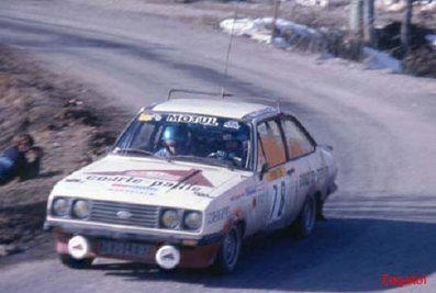 Jean-Paul Aymé - Brigitte Aymé
50º Rallye Automobile de Monte-Carlo 1982. Ford Escort RS2000 MKII. Clasificado 29º.

Del 16 al 22 de Enero, Monte Carlo.
Superficie: asfalto - nieve.

El Rally tenia un total de 4082.71 km de los que 747.81 km divididos en 32 tramos eran especiales, (2 de ellas fueron canceladas SS7 Trigance - Chateauvieux 1 de 28,53 Km y SS15 St Jean en Royans - La Chapelle en Vercors de 38,67 Km).

Se inscribieron 306 equipos, tomaron la salida 299, finalizaron 140.@
Palabras clave: Ford;Escort;Montecarlo;1982