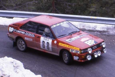 Guy Chasseuil - Christian Baron
50º Rallye Automobile de Monte-Carlo 1982. Audi Quattro (2790 VM 75). Clasificado 30º.

Del 16 al 22 de Enero, Monte Carlo.
Superficie: asfalto - nieve.

El Rally tenia un total de 4082.71 km de los que 747.81 km divididos en 32 tramos eran especiales, (2 de ellas fueron canceladas SS7 Trigance - Chateauvieux 1 de 28,53 Km y SS15 St Jean en Royans - La Chapelle en Vercors de 38,67 Km).

Se inscribieron 306 equipos, tomaron la salida 299, finalizaron 140.@
Palabras clave: Audi;Quattro;Grupo_B;Montecarlo;1982