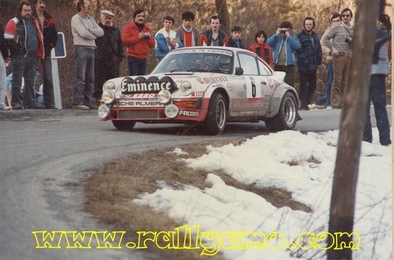 Björn Waldegard - Hans Thorszelius
50º Rallye Automobile de Monte-Carlo 1982. Porsche 911 SC (4852 SC 34).

En el último tramo del Rally SS32 Loda - Lucéram 2 de 16.52 km se le bloqueo la caja de cambios en el Col de St Roch, realizando todo el descenso hacia final de tramo en Lucerem marcha atrás, abandonando despues de finalizar el tramo.
Como era el final de la etapa comun, en la ultima etapa del Turini solo salian los 100 primeros, quedando finalmente clasificado el 92º.

Del 16 al 22 de Enero, Monte Carlo.
Superficie: asfalto - nieve.

El Rally tenia un total de 4082.71 km de los que 747.81 km divididos en 32 tramos eran especiales, (2 de ellas fueron canceladas SS7 Trigance - Chateauvieux 1 de 28,53 Km y SS15 St Jean en Royans - La Chapelle en Vercors de 38,67 Km).

Se inscribieron 306 equipos, tomaron la salida 299, finalizaron 140.
@
Palabras clave: ;Hans_Thorszelius;Porsche;SC;Montecarlo;1982