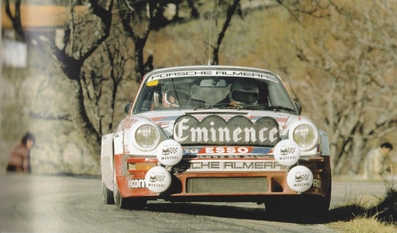Björn Waldegard - Hans Thorszelius
50º Rallye Automobile de Monte-Carlo 1982. Porsche 911 SC (4852 SC 34).

En el último tramo del Rally SS32 Loda - Lucéram 2 de 16.52 km se le bloqueo la caja de cambios en el Col de St Roch, realizando todo el descenso hacia final de tramo en Lucerem marcha atrás, abandonando despues de finalizar el tramo.
Como era el final de la etapa comun, en la ultima etapa del Turini solo salian los 100 primeros, quedando finalmente clasificado el 92º.

Del 16 al 22 de Enero, Monte Carlo.
Superficie: asfalto - nieve.

El Rally tenia un total de 4082.71 km de los que 747.81 km divididos en 32 tramos eran especiales, (2 de ellas fueron canceladas SS7 Trigance - Chateauvieux 1 de 28,53 Km y SS15 St Jean en Royans - La Chapelle en Vercors de 38,67 Km).

Se inscribieron 306 equipos, tomaron la salida 299, finalizaron 140.
@
Palabras clave: ;Hans_Thorszelius;Porsche;SC;Montecarlo;1982