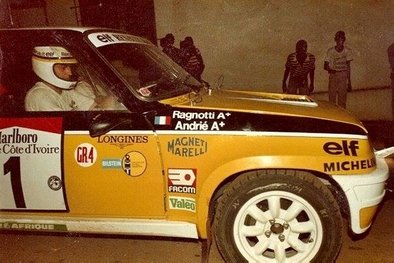 Jean Ragnotti - Jean-Marc Andrié
14º Rallye Côte d'Ivoire 1982. Renault 5 Turbo. Abandonó por accidente.

Del 27 de Octubre al 1 de Noviembre, Abidjan, Costa d'Ivori, África.
Superficie: tierra.

El Rally tenia un total de 4995 con 54 controles horarios.

Tomaron la salida 56 equipos, finalizaron 6.@
Palabras clave: Jean_Ragnotti;Renault;Turbo;Costa_Marfil;1982;Grupo_B