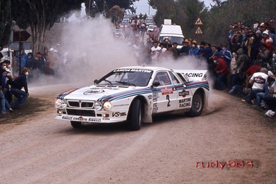 Markku Alén - Ilkka Kivimäki
24º Rally de San Remo 1982. Lancia Rally 037 (TO Y09059). Abandonó por motor en SS40 Palagione 3 de 9.42 Km.

Del 3 al 9 de Octubre, Sanremo, Imperia, Liguria, Italia.
Superficie: asfalto - tierra.
El Rally tenia un total de 2663 km de los que 735.44 km divididos en 56 tramos eran especiales.
Tomaron la salida 90 equipos, finalizaron 27.@
Palabras clave: Markku_Alen;Lancia;Grupo_B;Sanremo;1982