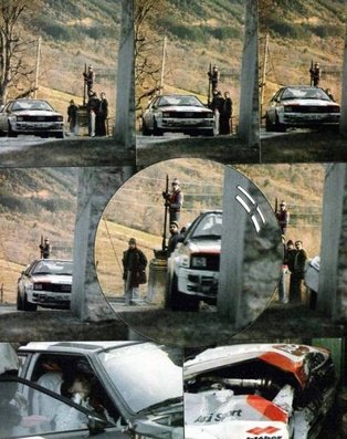 Michèle Mouton - Fabrizia Pons
50º Rallye Automobile de Monte-Carlo 1982. Audi Quattro (IN-ND 21). Abandonó por accidente en SS11 Pont des Miolans - St Auban 1 de 24,28 Km.

La Gendarmerie impidió pasar a los ouvreurs de Michele desde éste pueblo hasta el final de tramo (unos 6km), desviándolos a una ruta de acceso, por ser hora de cierre.
Con ello Michele llegó a esa placa de hielo negro completamente ciega.
Golpe duro y seco saldado con contusiones.

Del 16 al 22 de Enero, Monte Carlo.
Superficie: asfalto - nieve.

El Rally tenia un total de 4082.71 km de los que 747.81 km divididos en 32 tramos eran especiales, (2 de ellas fueron canceladas SS7 Trigance - Chateauvieux 1 de 28,53 Km y SS15 St Jean en Royans - La Chapelle en Vercors de 38,67 Km).

Se inscribieron 306 equipos, tomaron la salida 299, finalizaron 140.

[url=https://goo.gl/maps/dgqZ2p3L1g3f8HtZ7] Localización del lugar en Google Maps:[/url]
@
Palabras clave: Michele_Mouton;Fabrizia_Pons;Audi;Quattro;Montecarlo;1982;Grupo_B;crash