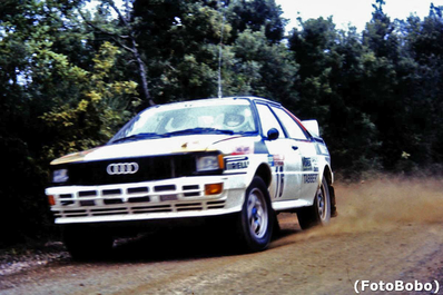 Harald Demuth - Arwed Fischer
24º Rally de Sanremo 1982. Audi Quattro (IN-ND 37). Abandonó por motor en SS50 Ronde de 46.55 Km.
Audi Sport

Del 3 al 9 de Octubre, Sanremo, Imperia, Liguria, Italia.
Superficie: asfalto - tierra.

El Rally tenia un total de 2663.00 km de los que 735.44 km divididos en 56 tramos eran especiales.

Tomaron la salida 90 equipos, finalizaron 27.

Foto de Alberto Anam
@
Palabras clave: Audi;Quattro;Sanremo;1982