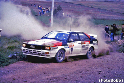 Harald Demuth - Arwed Fischer
24º Rally de Sanremo 1982. Audi Quattro (IN-ND 37). Abandonó por motor en SS50 Ronde de 46.55 Km.
Audi Sport

Del 3 al 9 de Octubre, Sanremo, Imperia, Liguria, Italia.
Superficie: asfalto - tierra.

El Rally tenia un total de 2663.00 km de los que 735.44 km divididos en 56 tramos eran especiales.

Tomaron la salida 90 equipos, finalizaron 27.

Foto de Alberto Anam
@
Palabras clave: Audi;Quattro;Sanremo;1982
