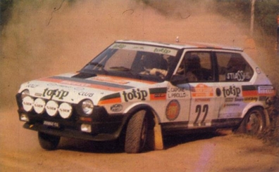 Carlo Capone - Luigi Pirollo
24º Rally de Sanremo 1982. Fiat Ritmo Abarth 125 TC. Abandonó por accidente en SS23 Casalecchi 1 de 9.75 Km.

Del 3 al 9 de Octubre, Sanremo, Imperia, Liguria, Italia.
Superficie: asfalto - tierra.
El Rally tenia un total de 2663 km de los que 735.44 km divididos en 56 tramos eran especiales.
Tomaron la salida 90 equipos, finalizaron 27.@
Palabras clave: Carlo_Capone;Fiat;Ritmo;Abarth;Sanremo;1982
