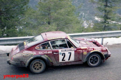 Jan Bak - Gronendyk
50º Rallye Automobile de Monte-Carlo 1982. Porsche 911 SC. Abandonó.

Del 16 al 22 de Enero, Monte Carlo.
Superficie: asfalto - nieve.

El Rally tenia un total de 4082.71 km de los que 747.81 km divididos en 32 tramos eran especiales, (2 de ellas fueron canceladas SS7 Trigance - Chateauvieux 1 de 28,53 Km y SS15 St Jean en Royans - La Chapelle en Vercors de 38,67 Km).

Se inscribieron 306 equipos, tomaron la salida 299, finalizaron 140.@
Palabras clave: Porsche;Montecarlo;1982