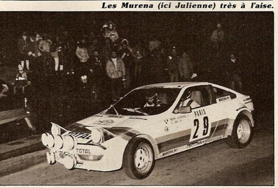 Rémy Julienne - Jail 
50º Rallye Automobile de Monte-Carlo 1982. Talbot Matra Murena. Abandonó.

Del 16 al 22 de Enero, Monte Carlo.
Superficie: asfalto - nieve.

El Rally tenia un total de 4082.71 km de los que 747.81 km divididos en 32 tramos eran especiales, (2 de ellas fueron canceladas SS7 Trigance - Chateauvieux 1 de 28,53 Km y SS15 St Jean en Royans - La Chapelle en Vercors de 38,67 Km).

Se inscribieron 306 equipos, tomaron la salida 299, finalizaron 140.@
Palabras clave: Talbot;Matra;Murena;Montecarlo;1982
