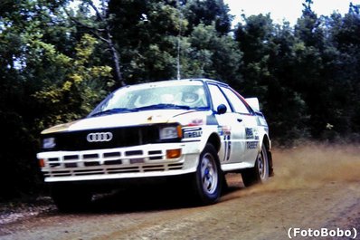 Harald Demuth - Arwed Fischer
24º Rally de Sanremo 1982. Audi Quattro (IN-ND37). Abandonó por motor en SS50 Ronde de 46.55 Km.

Del 3 al 9 de Octubre, Sanremo, Imperia, Liguria, Italia.
Superficie: asfalto - tierra.

El Rally tenia un total de 2663.00 km de los que 735.44 km divididos en 56 tramos eran especiales.

Tomaron la salida 90 equipos, finalizaron 27.

Foto de Alberto Anam
@
Palabras clave: Audi;Quattro;Sanremo;1982