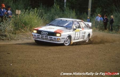 Hannu Mikkola - Arne Hertz
33º 1000 Lakes Rally 1983. Audi Quattro A2 (IN-NL 12). Clasificado 1º.

Del 26 al 28 de Agosto, Jyväskylä, Finlandia.
Superficie: tierra.

El Rally tenia un total de 1461.00 km de los que 472.63 km divididos en 50 tramos, eran especiales.

Se inscribieron 180 equipos, tomaron la salida 174, finalizaron 71.@
Palabras clave: ;Audi;Quattro;Finlandia;1983;Grupo_B