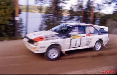 Hannu Mikkola - Arne Hertz
33º 1000 Lakes Rally 1983. Audi Quattro A2 (IN-NL 12). Clasificado 1º.

Del 26 al 28 de Agosto, Jyväskylä, Finlandia.
Superficie: tierra.

El Rally tenia un total de 1461.00 km de los que 472.63 km divididos en 50 tramos, eran especiales.

Se inscribieron 180 equipos, tomaron la salida 174, finalizaron 71.@
Palabras clave: ;Audi;Quattro;Finlandia;1983;Grupo_B