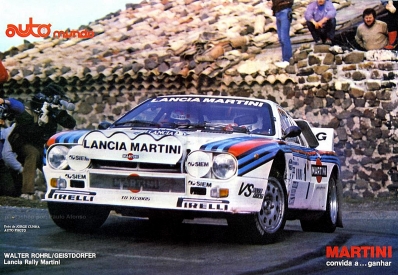 Walter Röhrl - Christian Geistdörfer
51º Rallye Automobile de Monte-Carlo 1983. Lancia Rally 037 (TO Y63865). Clasificado 1º.

Del 22 al 28 de Enero, Monte-Carlo.
Superficie: asfalto - nieve.

RMC clasificó a todos los equipos que terminaron el 