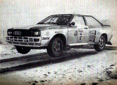 Hannu Mikkola - Arne Hertz
3º Marlboro Rally Argentina San Carlos de Bariloche 1983. Audi Quattro A2 (IN-NH 26). Clasificado 1º.

Del 2 al 6 de Agosto, Buenos Aires, San Carlos de Bariloche, Argentina.
Superficie: tierra.

El Rally tenia un total de 3244.00 Km de los que 1254.34 divididos en 18 tramos eran especiales.

Habían 3 tramos de mas de 100 Km cronometrados:
SS3 Zapala - Rahue de 108.60 Km
SS9 Cholila - Esquel de 106.30 Km
SS12 Norquinco - Pilcaniyeu de 104.60 Km.

Tomaron la salida 94 equipos, finalizaron 27.
@
Palabras clave: ;Audi;Quattro;Argentina;Grupo_B;1983;Nieve