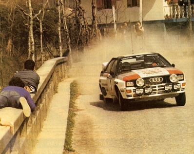 Hannu Mikkola - Arne Hertz
17º Rallye de Portugal - Vinho do Porto 1983. Audi Quattro A1 (IN-NM 62). Clasificado 1º.

Del 2 al 5 de Marzo, Estoril, Lisboa, Portugal.
Supeficie: asfalto - tierra.

El Rally tenia un total de 2325 km de los que 674.50 km divididos en 43 tramos eran especiales (3 de ellos fueron cancelados SS12 Figueira de Foz de 9 Km, SS13 Prestimo de 12,50 Km, SS14 Vouga de 10 Km).

Tomaron la salida 86 equipos, finalizaron 31.@
Palabras clave: ;Audi;Quattro;Portugal;Grupo_B;1983