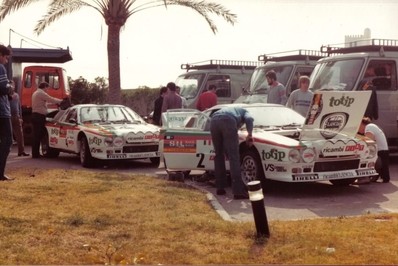 Asistencia del equipo Jolly Club en el 31º Rally RACE 1983
En los Lancia Rally 037 de:

#2 (TO Y63863) Miki Biasion - Tiziano Siviero, clasificado 1º.
#4 (TO Y63867) Antonella Mandelli - Tiziana Borghi, abandonó por accidente.

Del 11 al 13 de Marzo, San Juan de Alicante, Alicante, España.
Superficie: asfalto.

El Rally tenía un total de 427.80 km cronometrados.

Tomaron la salida 68 equipos, finalizaron 24.@
Palabras clave: Race;Grupo_B;Lancia;1983;Asistencias;Spain;España
