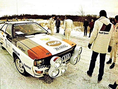Hannu Mikkola - Arne Hertz
33º International Swedish Rally (Suecia) 1983. Audi Quattro A1 (IN-NN 82). Clasificado 1º.

Del 11 al 13 de Febrero, Karlstad, Suecia.
Superficie: nieve - hielo.

El Rally tenia un total de 1505.00 km de los que 476.10 km divididos en 25 tramos eran especiales (uno de ellas fue cancelada SS12 Radasjon de 6 Km).

Se inscribieron 137 equipos, tomaron la salida 137, finalizaron 67.@
Palabras clave: ;Audi;Grupo_B;Quattro;Suecia;nieve;1983