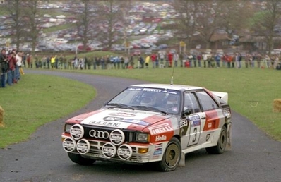 Stig Blomqvist - Bjorn Cederberg
32º Lombard RAC Rally 1983. Audi Quattro A2 (44 CMN). Clasificado 1º.

Del 19 al 22 de Noviembre, Bath, Inglaterra.
Superficie: tierra.

El Rally tenia un total de 2231 km de los que 835.33 km divididos en 59 tramos eran especiales, (2 de ellas fueron canceladas SS22 Wark de 38.14 Km y SS41).

Se inscribieron 139 equipos, tomaron la salida 127, finalizaron 61.@
Palabras clave: Stig_Blomqvist;Audi;Quattro;Gran_Bretaña;Grupo_B;1983;RAC_Rally;Inglaterra;