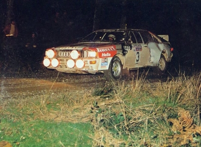 Stig Blomqvist - Bjorn Cederberg
32º Lombard RAC Rally 1983. Audi Quattro A2 (44 CMN). Clasificado 1º.

Del 19 al 22 de Noviembre, Bath, Inglaterra.
Superficie: tierra.

El Rally tenia un total de 2231 km de los que 835.33 km divididos en 59 tramos eran especiales, (2 de ellas fueron canceladas SS22 Wark de 38.14 Km y SS41).

Se inscribieron 139 equipos, tomaron la salida 127, finalizaron 61.@
Palabras clave: Stig_Blomqvist;Audi;Quattro;Gran_Bretaña;Grupo_B;1983;RAC_Rally;Inglaterra;