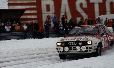 Marc Duez - Willy Lux
26º Boucles de Spa - Monopole 1983. Audi Quattro A1 (IN-ND 37). Clasificado 1º.

Del 4 al 6 de Febrero, Spa, Lieja, Belgica.
Superficie: asfalto.

El Rally tenia un total de 545.00 km cronometrados.
Desconocemos en cuantos tramos especiales se dividían.

Tomaron la salida 90 equipos, finalizaron 23.@
Palabras clave: Audi;Quattro;Grupo_B;Boucles_Spa;Belgica;1983;nieve