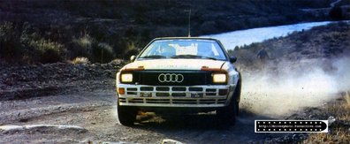 Hannu Mikkola - Arne Hertz
3º Marlboro Rally Argentina San Carlos de Bariloche 1983. Audi Quattro A2 (IN-NH 26). Clasificado 1º.

Del 2 al 6 de Agosto, Buenos Aires, San Carlos de Bariloche, Argentina.
Superficie: tierra.

El Rally tenia un total de 3244.00 Km de los que 1254.34 divididos en 18 tramos eran especiales.

Habían 3 tramos de mas de 100 Km cronometrados:
SS3 Zapala - Rahue de 108.60 Km
SS9 Cholila - Esquel de 106.30 Km
SS12 Norquinco - Pilcaniyeu de 104.60 Km.

Tomaron la salida 94 equipos, finalizaron 27.
@
Palabras clave: Hannu_Olavi_Mikkola;Audi;Quattro;Argentina;Grupo_B;1983