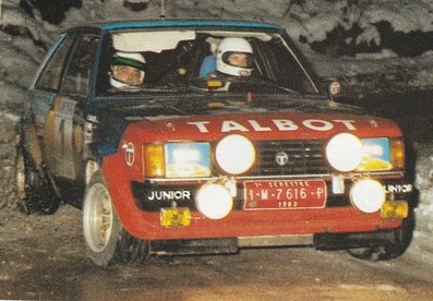 Antonio Zanini Sans - Victor Sabater
31º Rally Costa Brava 1983, Talbot Sunbeam Lotus (1-M-7616-P). Clasificado 2º.

Del 18 al 20 de Febrero, Lloret de Mar, Girona, Catalunya, España.
Superficie: asfalto - tierra.

El Rally tení­a un total de 1356.5 km de los que 519.10 km divididos en 44 tramos eran especiales.

Tomaron la salida 68 equipos, finalizaron 20.@
Palabras clave: Antonio_Zanini;Talbot;Sunbeam;Lotus;Costa_Brava;Grupo_B;1983