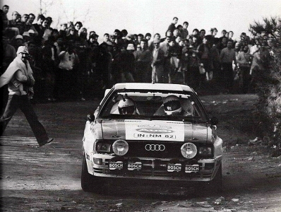 Michèle Mouton - Fabrizia Pons
17º Rallye de Portugal - Vinho do Porto 1983. Audi Quattro A1 (IN-NM 82). Clasificada 2ª.

Del 2 al 5 de Marzo, Estoril, Lisboa, Portugal.
Supeficie: asfalto - tierra.

El Rally tenia un total de 2325 km de los que 674.50 km divididos en 43 tramos eran especiales (3 de ellos fueron cancelados SS12 Figueira de Foz de 9 Km, SS13 Prestimo de 12,50 Km, SS14 Vouga de 10 Km).

Tomaron la salida 86 equipos, finalizaron 31.@
Palabras clave: Michele_Mouton;Audi;Quattro;Grupo_B;Portugal;1983