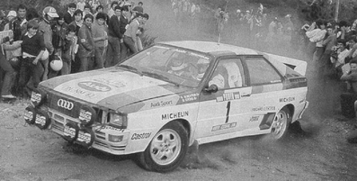 Michèle Mouton - Fabrizia Pons
17º Rallye de Portugal - Vinho do Porto 1983. Audi Quattro A1 (IN-NM 82). Clasificada 2ª.

Del 2 al 5 de Marzo, Estoril, Lisboa, Portugal.
Supeficie: asfalto - tierra.

El Rally tenia un total de 2325 km de los que 674.50 km divididos en 43 tramos eran especiales (3 de ellos fueron cancelados SS12 Figueira de Foz de 9 Km, SS13 Prestimo de 12,50 Km, SS14 Vouga de 10 Km).

Tomaron la salida 86 equipos, finalizaron 31.
Palabras clave: Michele_Mouton;Audi;Quattro;Grupo_B;Portugal;1983