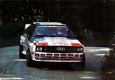 Michèle Mouton - Fabrizia Pons
17º Rallye de Portugal - Vinho do Porto 1983. Audi Quattro A1 (IN-NM 82). Clasificada 2ª.

Del 2 al 5 de Marzo, Estoril, Lisboa, Portugal.
Supeficie: asfalto - tierra.

El Rally tenia un total de 2325 km de los que 674.50 km divididos en 43 tramos eran especiales (3 de ellos fueron cancelados SS12 Figueira de Foz de 9 Km, SS13 Prestimo de 12,50 Km, SS14 Vouga de 10 Km).

Tomaron la salida 86 equipos, finalizaron 31.@
Palabras clave: Michele_Mouton;Audi;Quattro;Grupo_B;Portugal;1983