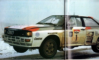 Stig Blomqvist - Björn Cederberg
3º Marlboro Rally Argentina San Carlos de Bariloche 1983. Audi Quattro A2 (IN-NH 74). Clasificado 2º.

A 189.53 km/h de media, es la marca oficial que estableció Stig Blomqvist en un record que perdura hasta la actualidad.
Los rallyes nunca habí­an sido tan rápidos ni se habí­a ido tan a fondo.

Concretamente esto sucedió en la primera especial, la que uní­a Fray Louis Beltran y Valle Azul
de 81.50 km de recorrido.

Algunos pilotos que salí­an mas atrás, como Di Palma que llevaba el quinto Audi oficial (en este caso alquilado), tuvieron incluso la posibilidad de superar a 27 pilotos en pleno tramo.

Apenas con tres o cuatro curvas, dicha especial se realizaba con el hierro a fondo y fe en Dios... y mas en el caso de Stig, que debí­a confiar en las notas de Mikkola, ya que él no hab­ia podido realizar los reconocimientos.

Del 2 al 6 de Agosto, Buenos Aires, San Carlos de Bariloche, Argentina.
Superficie: tierra.

El Rally tenia un total de 3244.00 Km de los que 1254.34 divididos en 18 tramos eran especiales.

Habían 3 tramos de mas de 100 Km cronometrados:
SS3 Zapala - Rahue de 108.60 Km
SS9 Cholila - Esquel de 106.30 Km
SS12 Norquinco - Pilcaniyeu de 104.60 Km.

Tomaron la salida 94 equipos, finalizaron 27.
@
Palabras clave: Stig_Blomqvist;Audi;Quattro;Argentina;Grupo_B;1983;