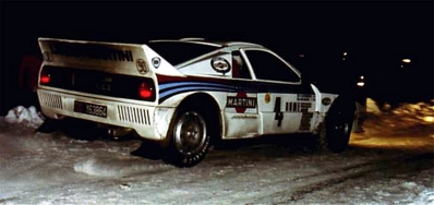 Markku Alén - Ilkka Kivimäki
51º Rallye Automobile de Monte-Carlo 1983. Lancia Rally 037 (TO Y63864). Clasificado 2º.

Del 22 al 28 de Enero, Monte-Carlo.
Superficie: asfalto - nieve.

RMC clasificó a todos los equipos que terminaron el "Parcours Commun" (después de SS21).
De los 150 equipos, solo los 100 mejores pudieron competir en el último tramo "Parcours Final".
Los equipos que no completaron todas las etapas recibieron tiempos de penalización, incluso para aquellos que no terminaron el último tramo.
86 equipos completaron todo el rally, dos fueron descalificados.

El Rally tenia un total de 4197 km de los que 709 km divididos en 31 tramos eran especiales, (2 de ellas fue canceladas SS6 Pont des Miolans de 22 Km y SS15 St Jeans en Royans de 38 Km).

Se inscribieron 263 equipos, tomaron la salida 250, finalizaron 149.@
Palabras clave: Markku_Alen;Lancia;Rally;Montecarlo;Grupo_B;1983