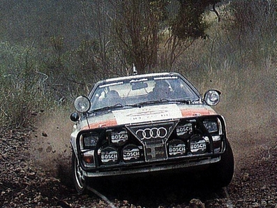 Hannu Mikkola - Arne Hertz
31º Marlboro Safari Rally 1983. Audi Quattro A1 (IN-YC 17). Clasificado 2º.

Del 30 de Marzo al 4 de Abril, Nairobi, Kenya, África.
Superficie: tierra.

El Rally tenia un total de 5035 km en los que 1620.95 km se encontraban 26 controles horarios.

Tomaron la salida 78 equipos, finalizaron 22.@
Palabras clave: ;Audi;Quattro;Grupo_B;Safari;1983