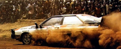 Hannu Mikkola - Arne Hertz
31º Marlboro Safari Rally 1983. Audi Quattro A1 (IN-YC 17). Clasificado 2º.

Del 30 de Marzo al 4 de Abril, Nairobi, Kenya, África.
Superficie: tierra.

El Rally tenia un total de 5035 km en los que 1620.95 km se encontraban 26 controles horarios.

Tomaron la salida 78 equipos, finalizaron 22.@
Palabras clave: ;Audi;Quattro;Grupo_B;Safari;1983