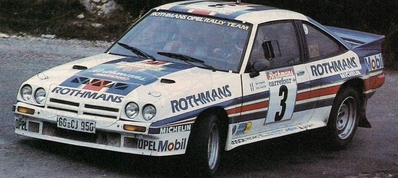 Guy Fréquelin - Jean-François Fauchille
18º Rallye International d'Antibes 1983. Opel Manta 400 (GG-CJ 956). Clasificado 2º.

Del 13 al 15 de Octubre, Antibes, Alpes Marítimos, Provenza-Alpes-Costa Azul, Francia.
Superficie: asfalto.

El Rallye tenia un total de 513.00 km cronometrados.
Desconocemos en cuantos tramos especiales se dividian.

Tomaron la salida 153 equipos, finalizaron 69.@
Palabras clave: ;Opel;Manta;Grupo_B;Antibes;1983