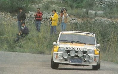 Genito Ortiz - Ramon Minguez
19º Rally Catalunya 1983. Renault 5 Turbo (1-M-4001-T). Clasificado 2º.

Del 21 al 23 de Octubre, Catalunya, España.
Superficie: asfalto.

El Rally tenia un total de 356.90 km cronometrados, desconocemos en cuantos tramos especiales se dividian.

Tomaron la salida 97 equipos, finalizaron 54.@
Palabras clave: Genito_Ortiz;Renault;Turbo;Grupo_B;Catalunya;1983