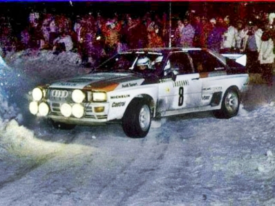 Stig Blomqvist - Bjorn Cederberg
51º Rallye Automobile de Monte-Carlo 1983. Audi Quattro A1 (IN-NV 84). Clasificado 3º.

Del 22 al 28 de Enero, Monte-Carlo.
Superficie: asfalto - nieve.

RMC clasificó a todos los equipos que terminaron el 