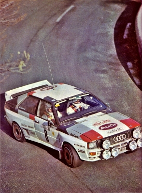 Stig Blomqvist - Bjorn Cederberg
51º Rallye Automobile de Monte-Carlo 1983. Audi Quattro A1 (IN-NV 84). Clasificado 3º.

Del 22 al 28 de Enero, Monte-Carlo.
Superficie: asfalto - nieve.

RMC clasificó a todos los equipos que terminaron el 