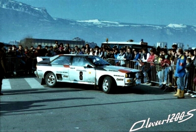 Stig Blomqvist - Bjorn Cederberg
51º Rallye Automobile de Monte-Carlo 1983. Audi Quattro A1 (IN-NV 84). Clasificado 3º.

Del 22 al 28 de Enero, Monte-Carlo.
Superficie: asfalto - nieve.

RMC clasificó a todos los equipos que terminaron el 