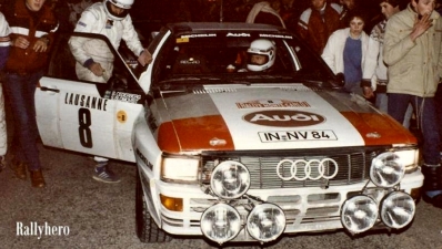 Stig Blomqvist - Bjorn Cederberg
51º Rallye Automobile de Monte-Carlo 1983. Audi Quattro A1 (IN-NV 84). Clasificado 3º.

Del 22 al 28 de Enero, Monte-Carlo.
Superficie: asfalto - nieve.

RMC clasificó a todos los equipos que terminaron el 