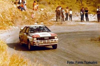 Stig Blomqvist - Björn Cederberg
30º Rothmans Acropolis Rally 1983. Audi Quattro A2 (IN-NN 17). Clasificado 3º.

Del 30 de Mayo al 2 de Junio, Atenas, Grecia.
Superficie: tierra.

El Rally tenia un total de 2264 km de los que 843.30 km divididos en 45 tramos eran especiales, (uno de ellos fue cancelado SS22 Tsouka de 6.57 km).

Tomaron la salida 120 equipos, finalizaron 36.

PHOTO by Fanis Tsakalos
@
Palabras clave: Stig_Blomqvist;Audi;Quattro;Grupo_B;Grecia;1983;Acropolis