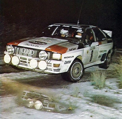 Stig Blomqvist - Bjorn Cederberg
51º Rallye Automobile de Monte-Carlo 1983. Audi Quattro A1 (IN-NV 84). Clasificado 3º.

Del 22 al 28 de Enero, Monte-Carlo.
Superficie: asfalto - nieve.

RMC clasificó a todos los equipos que terminaron el 